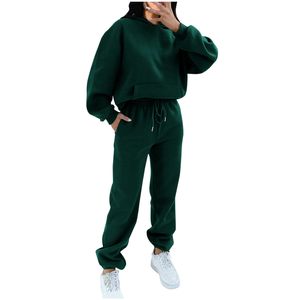 Logo personnalisé grande taille tenue décontracté mode 2 pièces ensemble jogger sweat pantalons de survêtement coton survêtement pour femmes - Product Image 1