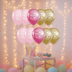 Globos de Princesa, 12 Piezas, Decoraciones de Fiesta en Rosa y Dorado - Product Image 3