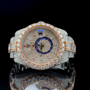 Montre-bracelet en verre de diamant Moissanite VVS de haute qualité pour hommes, bracelet en acier inoxydable, mouvement à quartz, style Hip Hop glacé, vente chaude - Product Image 1