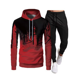 100% coton respirant survêtements Sublimation imprimé survêtements à capuche Design élégant en gros 2 pièces ensemble - Product Image 4