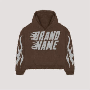 Vente en gros 100% coton sweat à capuche zippé hommes surdimensionné Streetwear strass bouffant polaire sweat - Product Image 3