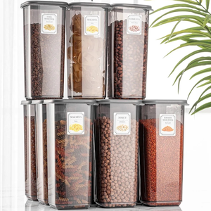 Ensemble de 24 récipients de stockage d'aliments carrés de 1,9 L avec couvercles en silicone, organisateur de garde-manger en plastique hermétique et étanche pour marchandises sèches - Product Image 4