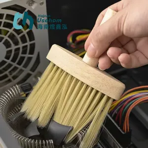 Custom Logo Car Interior Cleaning Tools Multifunctional Gap Cleaning Wooden Dust Brush Soft Bristles Keyboard Clean Brush