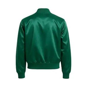 Veste bomber verte en satin avec fermeture éclair et ourlet côtelé - Product Image 2