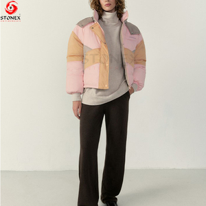 Veste coupe-vent d'hiver personnalisable pour femmes 2025 blouson à capuche bombardier avec col montant en tissu de toile - Product Image 2