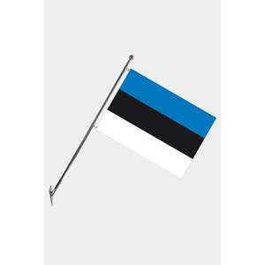 Ensemble de mât de drapeau télescopique d'Estonie, à fixation murale, avec drapeaux et bannières en polyester imprimés numériquement - Product Image 1