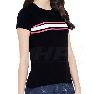 Camiseta de Mujer a Rayas de Color Sólido para Uso Diario, Top Informal de Verano, Camiseta Básica para Mujer para Uso Diario - Product Image 2