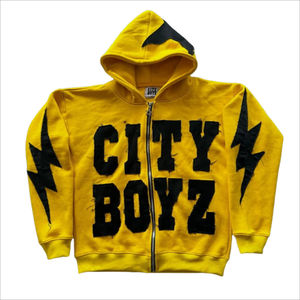 Sweat à capuche unisexe zippé 100% coton 450GSM lourd Streetwear Mode Personnalisé Broderie Imprimé Automne Col à capuche - Product Image 1