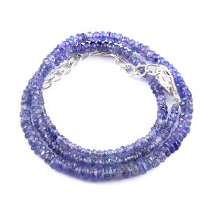 Collar de Cuentas Redondas de Tanzanita Facetada de 16 Pulgadas, Joyería de Piedras Preciosas de Plata de Ley 925 Hecha a Mano para Niños y Mujeres - Product Image 1