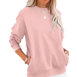 Ras du cou 100% Polyester solide décontracté Top qualité élégant Jogging porter pull taille sweat chemise à la mode femmes sweat - Product Image 3