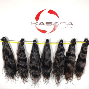 100% Extensions de cheveux indiens vierges naturels cuticule brute alignée Double trame Machine noir femmes Style vagues boucles prix bon marché - Product Image 1