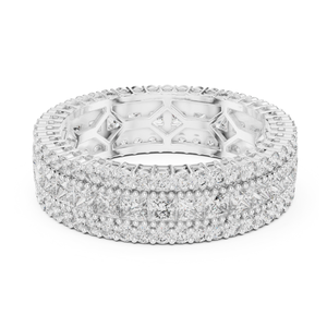 แหวนแต่งงานทองคำขาวประดับเพชรทรงกลมเจ้าหญิง พร้อมเพชรเพาะเลี้ยงและเพชรธรรมชาติสุดหรู รับประกันคุณภาพ ของขวัญเครื่องประดับชั้นดีสำหรับผู้หญิง - Product Image 1