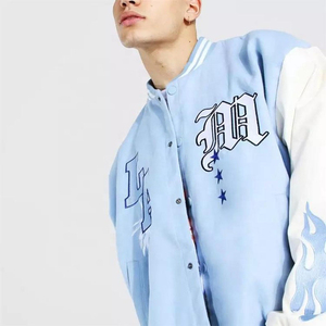 New custom <b>leather</b> jacket wholesale <b>men</b> casual streetwear bomber varsity jacket - Product Image 5