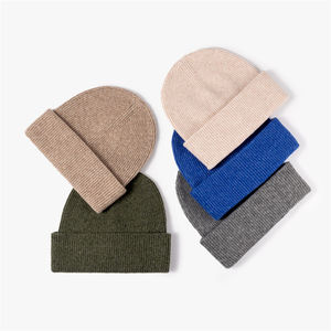 Bonnet d'hiver tricoté en 100% de laine unisexe adulte à la mode Logo épaissir personnalisé blanc tricot Slouchy Cap pour la plage - Product Image 1