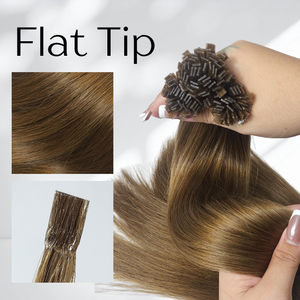 Extensiones de Cabello con Punta Plana, Cabello Humano Remy, Trama Única, Puntas Completas, Resistentes al Calor, Todos los Colores - Product Image 1