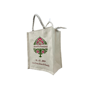 Logo personnalisé coloré fourre-tout Shopping sac de jute écologique mariage et plage promotionnel poche zippée sérigraphie - Product Image 3
