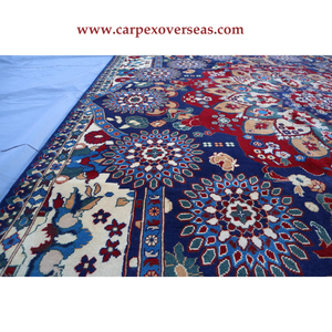 Tapis fait main en laine persane bleu marine de qualité fine taille personnalisée pour la maison salon expédition rapide antimicrobien et lavable - Product Image 4