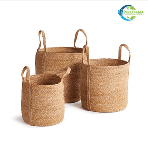 Cesta de lavandería de hierba marina vietnamita hecha a mano, organizador de lavandería moderno y práctico, muchos tamaños, personalización, manualidades decorativas para el hogar - Product Image 6