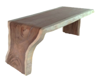 Table à manger moderne en bois massif de Suar avec bord naturel, pieds en L ou en U, plateau épais et long, idéale pour la maison, le bar, la chambre, l'entrée ou l'atelier