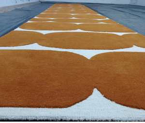Handmade Wool <b>Runner</b> Rug orange and block pattern hand tufted modern <b>for</b> <b>kitchen</b> living room Hallway Carpet - Product Image 3