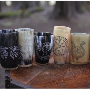 แก้วลายหมีแบบวินเทจทำมือรูปเขาสัตว์แกะสลักแบบสั้นทำด้วยมือทำจากธรรมชาติสไตล์สัตว์โบราณออกแบบได้ตามที่ต้องการ - Product Image 4