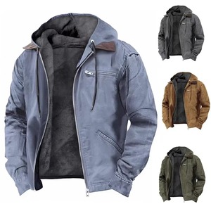 Chaqueta de Invierno para Hombre, Informal, con Capucha, Cierre de Cremallera, 100% Algodón, Anti-Pilling, Estampado en Serigrafía, Cálida, con Múltiples Bolsillos, para Exteriores - Product Image 3
