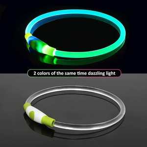 Dual RGB LED Waterproof <b>Dog</b> <b>Collar</b> with Rechargeable Flashing Light Luxury TPU Nylon and Plastic Leash Animal Pattern - Product Image 3