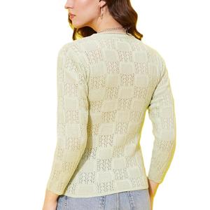 Jersey de punto elegante para mujer, Top informal de invierno y otoño para mujer, cuello redondo acrílico 100% - Product Image 5