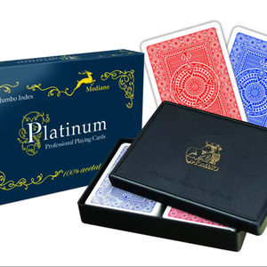 Itan Modiano Ramino Platinum 2 Jumbo Index 100% PVC Acetato Double Deck Azul Rojo Naipes de alta calidad - Product Image 1