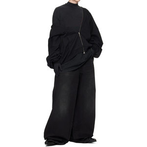 กางเกงยีนส์ขาบานสำหรับผู้ชายผ้าเดนิมผ้าฝ้าย100% หลวมติดกระดุมทรงหลวมใส่เล่นแนวสตรีทคุณภาพสูง - Product Image 5