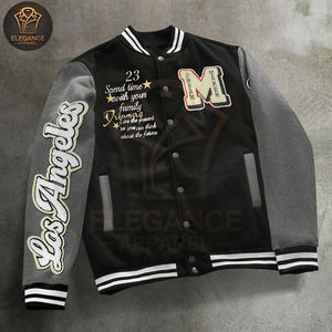 แจ็กเก็ตเบสบอลสไตล์สตรีทแวร์แต่งลายสโลแกนสีตัดกันสำหรับผู้ชายเสื้อแจ็คเก็ตทีมโรงเรียน - Product Image 2
