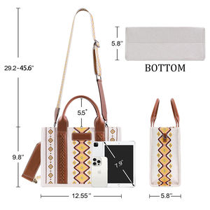 مخصص طباعة كاملة للنساء محافظ تسوق غربية كتف حقيبة يد كروس بودي قماش متقاطعة مع الجسم هوبو بوهيمي أزتيك حقيبة حمل - Product Image 3