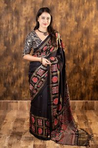 La mejor calidad Saree Love Moda Última colección Pashmina suave Saree Bandhani Ajarkh Impresiones Funcionan a un precio barato para la venta - Product Image 5