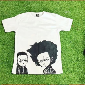 High Street Vintage Hip Hop Distressed T-Shirt Dtg imprimé graphique coton T-Shirt ourlet court hommes en détresse broderie T-Shirt - Product Image 1