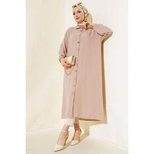 Camisa Larga Abotonada Madera Beige - Product Image 2