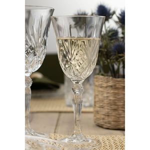 Juego de 6 Copas de Vino de Cristal Talladas a Mano Melodia, Diseño Clásico, 270 ml de Gran Capacidad - Product Image 1