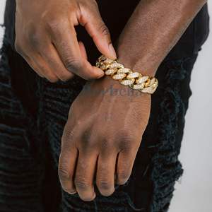 19mm 18K Gold Plated 925 Sterling <b>Silver</b> VVS Moissanite Diamond Fine Hip Hop Style Iced Gold Prong Cuban Link Bracelet <b>for</b> <b>Men</b> - Product Image 3