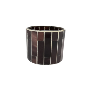 Nouvelle qualité ensemble de 2 porte-votifs rond en verre nouveau Design brun miroir mosaïque bocal à bougie pour la décoration de chambre à coucher à la main - Product Image 1