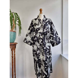 Bata de Baño Ligera Estilo Boho, Kimono de Algodón con Estampado Floral, Tejido Suave y Cómodo - Product Image 4