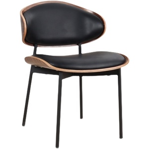 Chaises de salle à manger en bois de noyer minimalistes modernes, coussin en cuir de luxe, mobilier de restaurant - Product Image 1