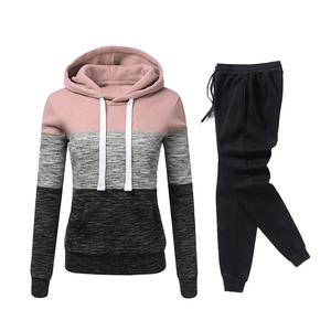 Conjunto deportivo informal de dos piezas para mujer, pantalones de chándal 100% de algodón y sudadera con capucha, jerséis para correr diariamente en nuevo color - Product Image 1