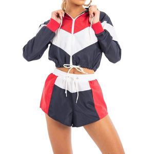 Conjunto Corto de Verano Personalizado para Mujer, Talla XS, Diseño Color Block Lavado, Estampado Sólido, Corto, Estilo Casual, Chaqueta Cortavientos, 2026 - Product Image 1