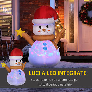 Outsunny Muñeco de Nieve Inflable con Luz LED de Colores con Inflador Incluido, 97x50x120cm - Product Image 5