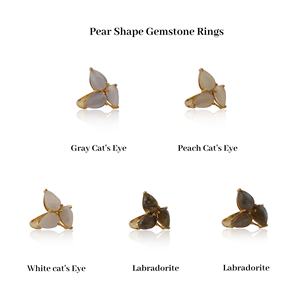 Elegante anillo de piedras preciosas de labradorita diseñador de mano corte facetado tres anillo de piedras preciosas en forma de pera corte facetado anillo de piedras preciosas grises regalo - Product Image 2