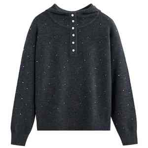 เสื้อสเวตเตอร์ขนแกะ100% สำหรับผู้หญิงมีฮู้ดนุ่มสบาย - Product Image 6