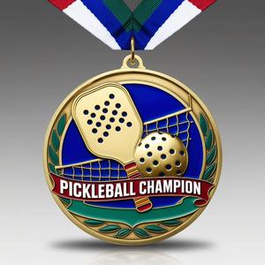 Medallas de Pickleball de fundición a presión chapadas en oro de lujo Acabado Premium para regalo de reconocimiento de liga profesional Diseño gratis incluido - Product Image 2