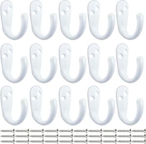 Crochet pour robe de chambre à une broche de style antique crochet mural en aluminium blanc pour accrocher écharpe sac chapeau ou serviette avec vis - Product Image 5