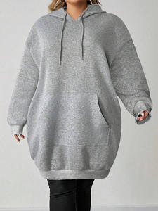 <b>Women</b> Oversized Pullover Hooded Cotton Knit <b>Sweatshirt</b> Winter Casual <b>Longline</b> Streetwear with Kangaroo Pocket OEM ODM - Product Image 4