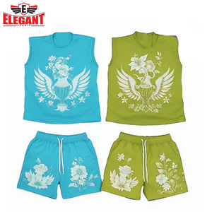 Conjunto de Camiseta sin Mangas y Pantalones Cortos de Algodón para Hombre, Tela Suave y Transpirable, Buena Calidad, Impresión Térmica y DTF, Otoño, por Elegant Sports - Product Image 4