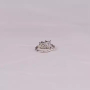 Emerald & Ascher Cut Sólido 4,5 CT Oro blanco Anillo de compromiso de diamantes cultivados en laboratorio Joyería certificada IGI de moda para mujeres - Product Image 5